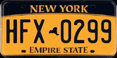 NY license plate HFX0299