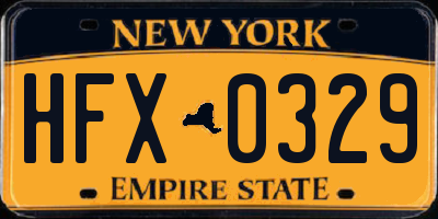 NY license plate HFX0329