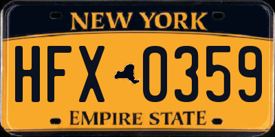 NY license plate HFX0359