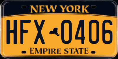 NY license plate HFX0406