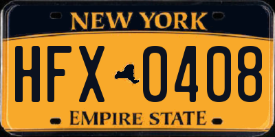 NY license plate HFX0408