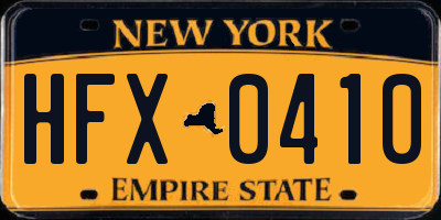 NY license plate HFX0410