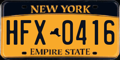NY license plate HFX0416