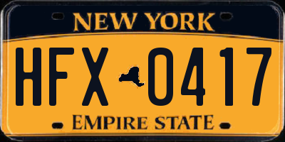NY license plate HFX0417