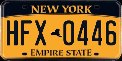 NY license plate HFX0446