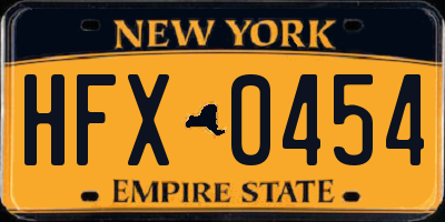 NY license plate HFX0454