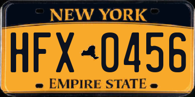 NY license plate HFX0456