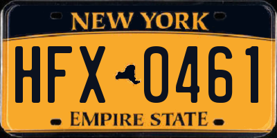 NY license plate HFX0461