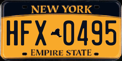 NY license plate HFX0495