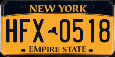 NY license plate HFX0518