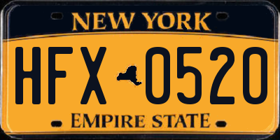 NY license plate HFX0520