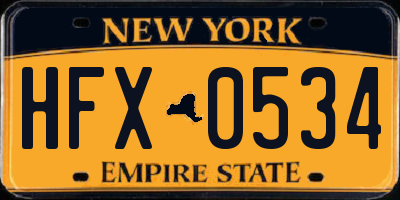 NY license plate HFX0534