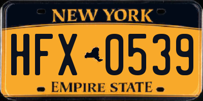 NY license plate HFX0539