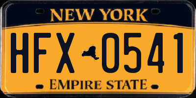 NY license plate HFX0541