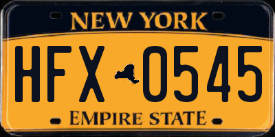 NY license plate HFX0545