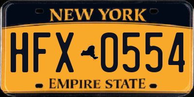 NY license plate HFX0554