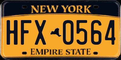 NY license plate HFX0564
