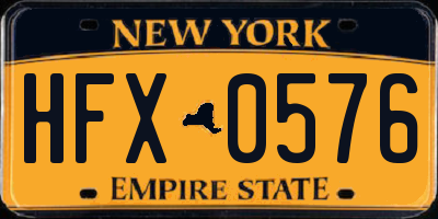 NY license plate HFX0576
