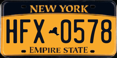 NY license plate HFX0578