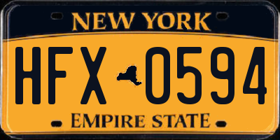 NY license plate HFX0594