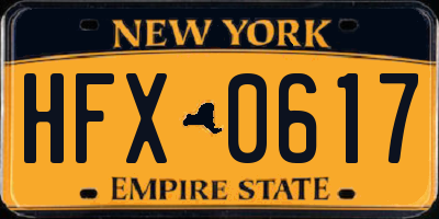 NY license plate HFX0617