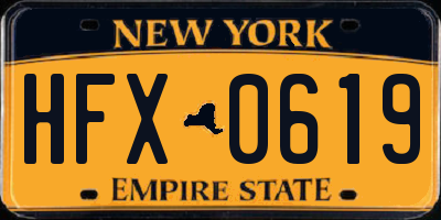 NY license plate HFX0619