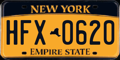 NY license plate HFX0620