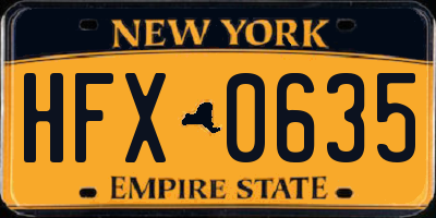 NY license plate HFX0635