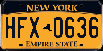 NY license plate HFX0636