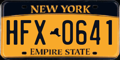 NY license plate HFX0641