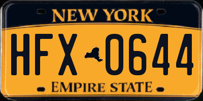 NY license plate HFX0644