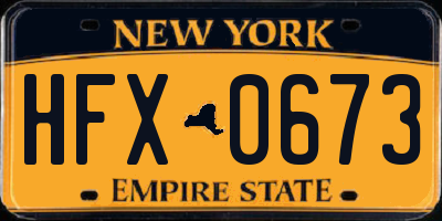 NY license plate HFX0673