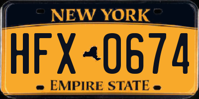 NY license plate HFX0674