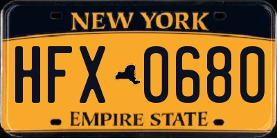 NY license plate HFX0680