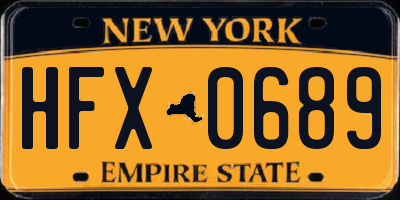 NY license plate HFX0689