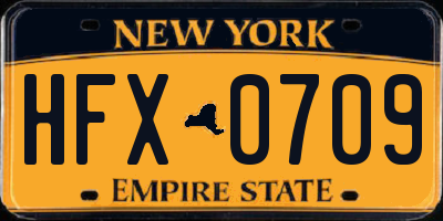 NY license plate HFX0709