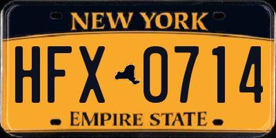 NY license plate HFX0714