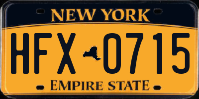 NY license plate HFX0715