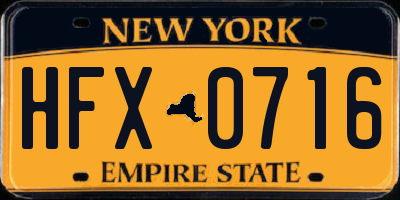 NY license plate HFX0716