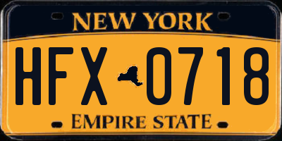 NY license plate HFX0718