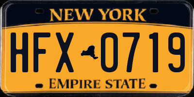 NY license plate HFX0719