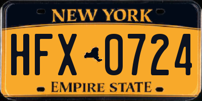 NY license plate HFX0724