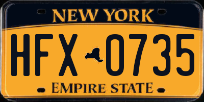 NY license plate HFX0735