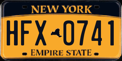 NY license plate HFX0741