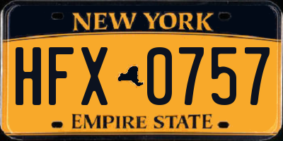 NY license plate HFX0757