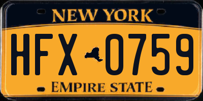 NY license plate HFX0759