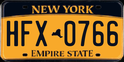 NY license plate HFX0766