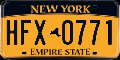 NY license plate HFX0771