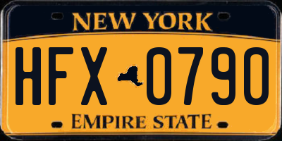 NY license plate HFX0790
