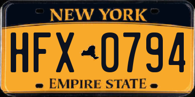 NY license plate HFX0794